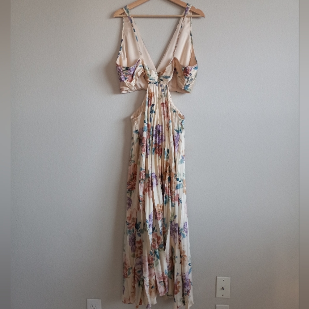 Abercrombie & Fitch Giselle Satin Pleated Floral Maxi Dress XL - Picture 8 of 16